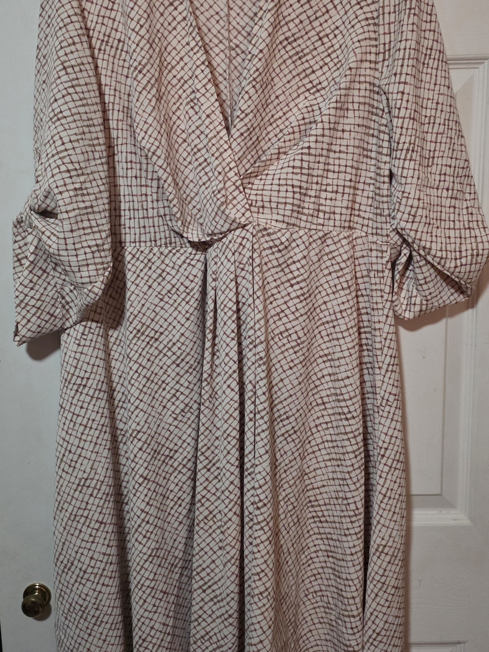 torrid Cream Dress with Brown Grid Print - Picture 5 of 5